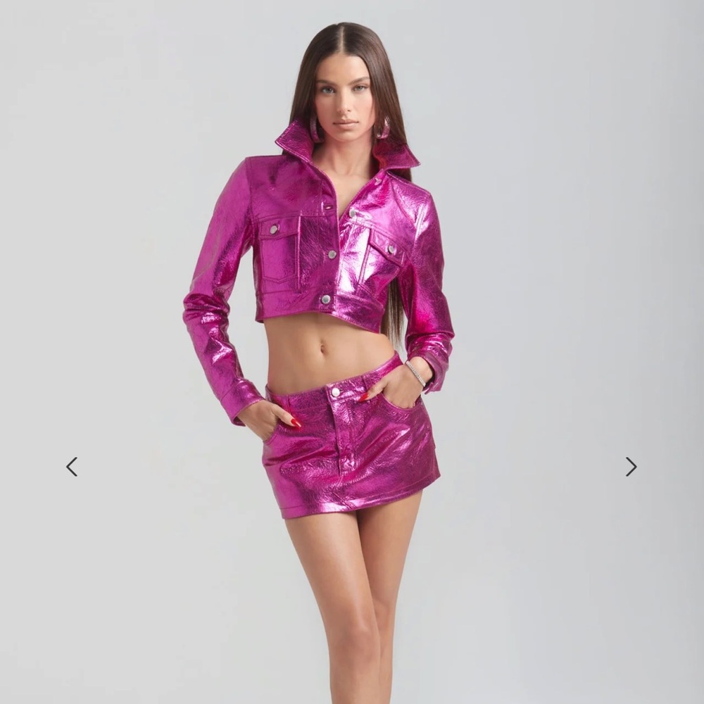 Retrofete Estelle metallic fuchsia jacket size small NWT